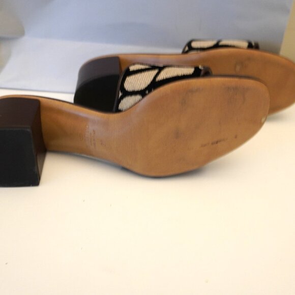 Valentino Garavani VLogo Sandals Block Heel Mules Slides Toile Canvas Size 8 38 - Picture 6 of 9